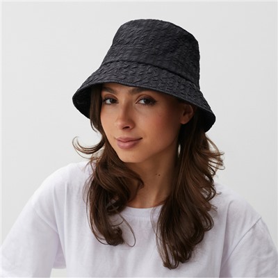 Панама женская однотонная MINAKU, чёрная, размер 56-58, ткань плащёвая