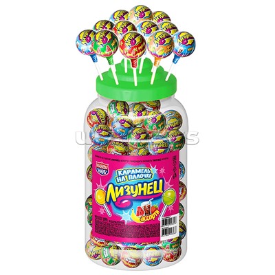 Карамель на палочке "Лизунец" ассорти 14 г (100шт)