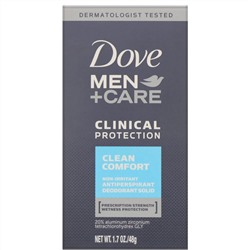 Dove, Men+Care, дезодорант-антиперспирант, клиническая защита, «Чистый комфорт», 48 г (1,7 унции)