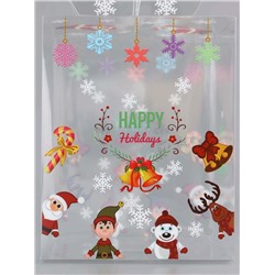 Коробка подарочная новогодняя складная ПВХ «Веселый Дед Мороз» 12×12×15 см