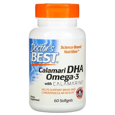 Doctor's Best, ДГК омега-3 из кальмаров с каламарином, 60 капсул
