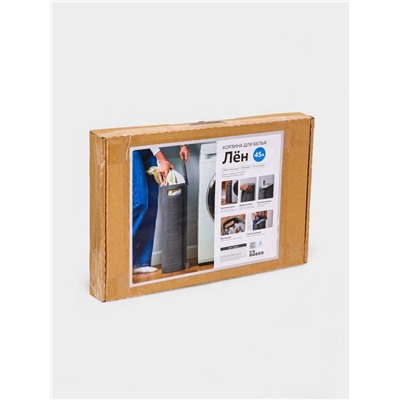 Плетёная корзина для белья с крышкой «Лён», 45 л, 43×20×60 см, графит