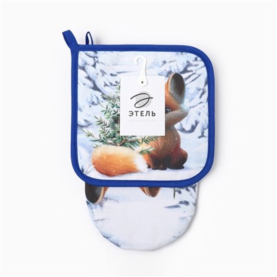 Набор кухонный «Этель. Дарите тепло» варежка 15×28 см, прихватка 19×19 см,100%хл