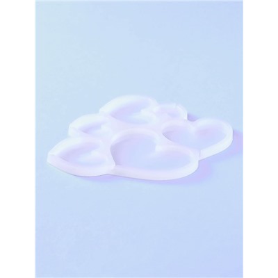 Форма для леденцов «Сердечки», силикон, 16×14×0.7 см, 6 ячеек, белая