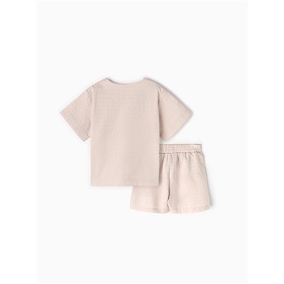 Комплект детский (футболка, шорты) MINAKU, бежевый, рост 86-92 см