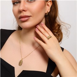 Комплект ювелирной бижутерии Итальянское золото (покрытие желтое 14к), серьги, кулон на цепочке и кольцо 19 р, арт.213.421-19