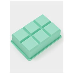 Форма для льда Доляна «Кубик», силикон, 16×11×4.8 см, 6 ячеек (4.6×4.6 см), бирюзовая