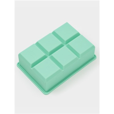 Форма для льда Доляна «Кубик», силикон, 16×11×4.8 см, 6 ячеек (4.6×4.6 см), бирюзовая