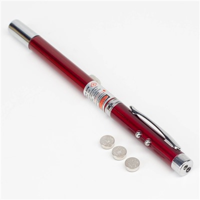 Лазерная указка, выдвижная, 3 в 1: 670 нм, от батареек 3×LR44, красный луч, 15×1 см