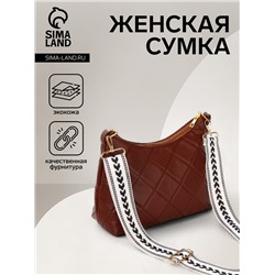 Сумка женская кросс-боди на молнии, 24×10×19 см, коричневая