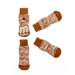 Носки нескользящие «Лапки», S (5.5×14 см), набор 4 шт., бежевые