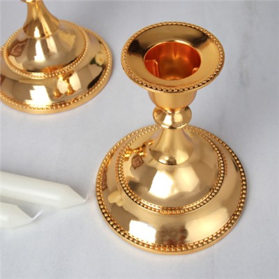 Подсвечник 2 штуки набор золото 12 см / 101G /уп 30/новогодняя