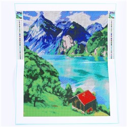 Алмазная мозаика с полным заполнением на холсте «Горное озеро», 40×50 см