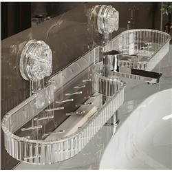 Полка настенная в ванную на вакуумной присоске, пластиковая, прямая под смеситель,без сверления стены