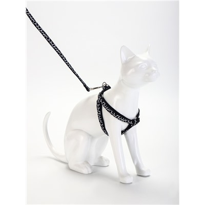 Шлейка с поводком «Жираф», ширина 1 см, поводок 120 см, шлейка 23-35 см, чёрная, белая