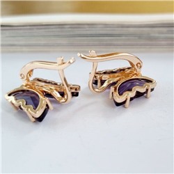 Серьги ювелирная бижутерия  "Бабочки" коллекция Дубай, покрытие позолота, цвет сиреневый,5472807, арт.214.273