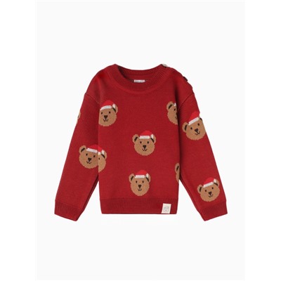 Джемпер вязаный новогодний «Крошка Я. Новогодние медвежата», рост 68-74 см, красный