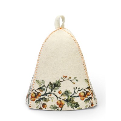 Шапка для бани и сауны «Дубовый венок», полиэфир, шерсть, белая