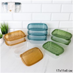 Контейнер прямоугольный 3 штуки 650 мл / P10 /уп 84/*17x11x6 см низкий