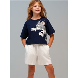 Комплект трикотажный для девочек: фуфайка (футболка), шорты