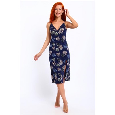 Ночная сорочка "ГАБРИЭЛЬ -2" (Листья темно-синий)