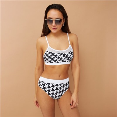 Купальник женский раздельный MINAKU цвет белый/чёрный, размер 48