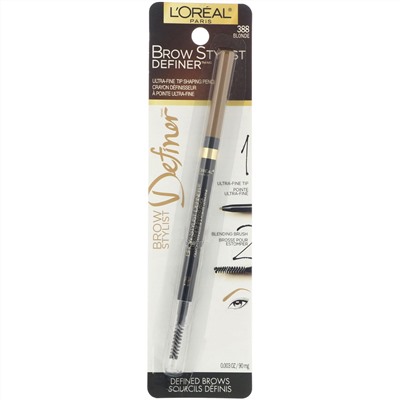 L'Oreal, Карандаш для бровей Brow Stylist Definer, сверхтонкий наконечник, оттенок 388 «Блонд», 90 мг