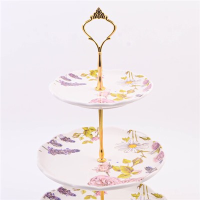 60265 Конфетница 3х-ярусная Розовый сад доломит LR (х16)