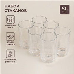 Стаканы SL Home «Модерн», 400 мл, 8×13 см, набор 6 шт., стекло, прозрачные