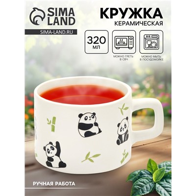 Кружка керамическая «Панды», 320 мл, ручная работа