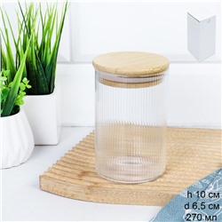 Банка круглая для сыпучих бамбуковая крышка d-65/100 мм Вертикаль 270 мл / 7174 /уп 160/