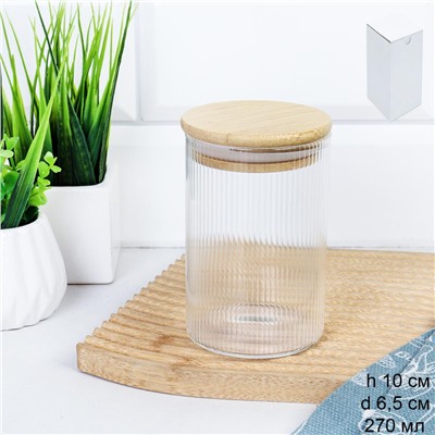 Банка круглая для сыпучих бамбуковая крышка d-65/100 мм Вертикаль 270 мл / 7174 /уп 160/