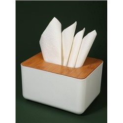 Органайзер для хранения салфеток BAMBOO, 17×13×9.5 см, белый, коричневый