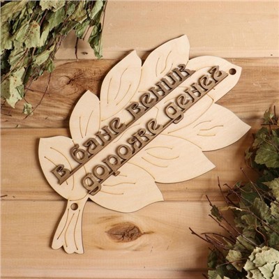 Табличка для бани и сауны «В бане веник дороже денег», 30×17 см, деревянная, «Добропаровъ»