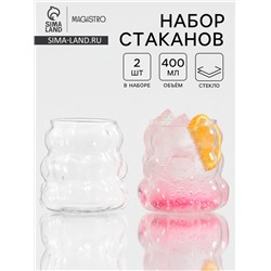 Стаканы Magistro «Грэйп», 400 мл, 9×6 см, набор 2 шт., стекло, прозрачные