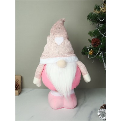 Новогоднее украшение Гном на телескопических ножках 45/60 см розовый / SH026 /уп 48/