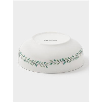 Салатник новогодний Доляна «Домашние гномики», 580 мл, 15.5×6 см, фарфор, белый