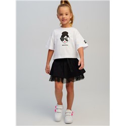 Комплект трикотажный для девочек: фуфайка (футболка), юбка-шорты