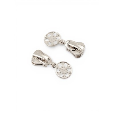 Бегунок для молнии «Трактор», №8, «Снежинка», 10 шт., цвет никель