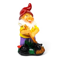 Садовая фигура из гипса «Гном с лопатой на подставке», 42×24×26 см