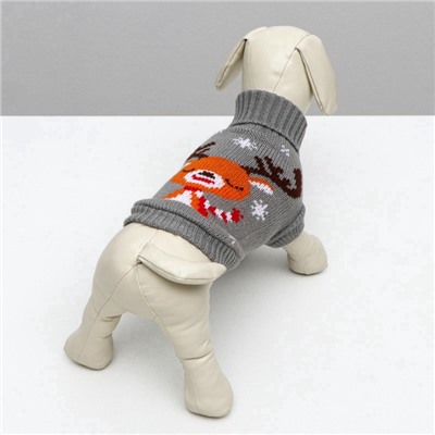 Свитер «Олень на сером», M (ДС 26, ОШ 26, ОГ 28-46 см)