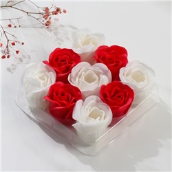 УЦЕНКА Мыльные лепестки для ванны «Красные и белые розы», подарочный набор 9 шт., 4.5×12.6×12.6 см