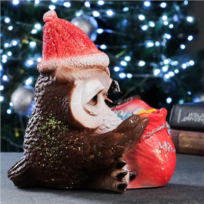 Фигура полистоун «Сова с мешком: На счастья», с блёстками, 22 см