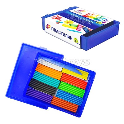 Пластилин 10 цв. "Классика" в пластм контейнере