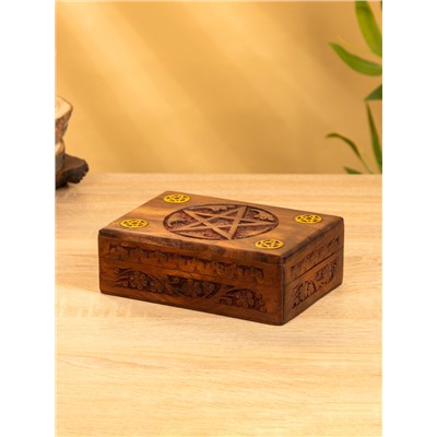 Шкатулка резная «Пента», 18×13×6 см, дерево шишам