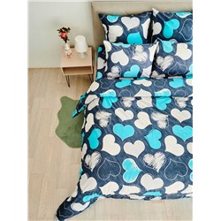 Пододеяльник поплин - Романтика, цвет бирюза