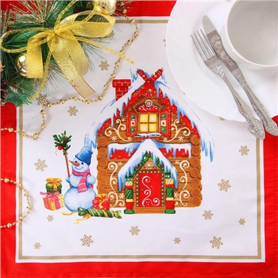 УЦЕНКА Набор столовый "Новогодняя сказка", скат.150х180см +/-3см с ГМВО, салф.40х40см-8 шт, хл100% 1