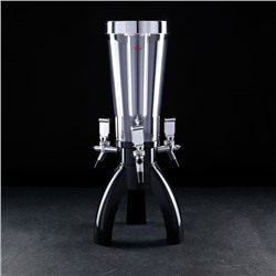 Башня пивная «Ракета», 3 л, колба для льда, 3 крана, пластик, чёрная