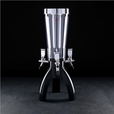 Башня пивная «Ракета», 3 л, колба для льда, 3 крана, пластик, чёрная