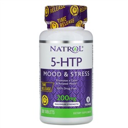 Natrol, 5-HTP, медленное высвобождение, максимальная сила, 200 мг, 30 таблеток